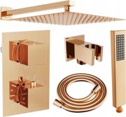 Mexen Cube DR02 sprchová súprava pre podomietkovú inštaláciu z dažďová sprcha 30 cm, zlatoružová - 77502DR0230-60