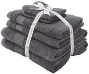 Tmavosivé froté bavlnené uteráky a osušky v súprave 6 ks Anti–Bacterial – Catherine Lansfield
