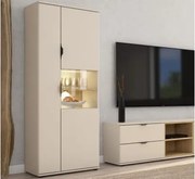 Vysoká skrinka s presklením Avola, béžová kašmír/dub cremona%