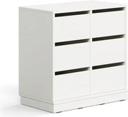 Úložná skrinka CASPER, 6 zásuviek, so soklom, biela