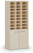 Triediaci regál s dverami PRIMO WOOD, 800 x 420 x 1781 mm, 27 priehradok, breza