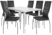 Jedálenský set 1 + 6 Belini biely / čierne Loreno LOR/0/ZES/W/6B