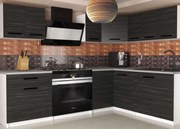 Kuchynská linka Belini 300 cm eben kráľovský s pracovnou doskou Armin2  TOR ARMIN2/2/WT/HK/0/B1