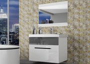 Kúpeľňový nábytok Belini  biely lesk / šedý lesk  + umývadlo + zrkadlo  ROD P 1/0/W/WS/0/ZW