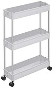 Servírovací vozík, 3 poličky, 60x40x13cm, biely