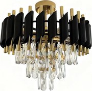 Prisadený luster CRISTAL 5xE14/10W/230V priemer 38 cm čierna/zlatá