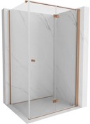 Mexen Mist-F T, 1-krídlový skladací sprchový kút pravý 75 x 70 cm, číre sklo, medený matný profil, 8A6T-075-070-65-00-P