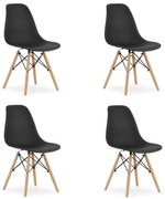 Set 4 stoličiek OSAKA čierne / prírodné nohy