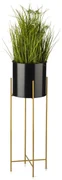 KOVOVÝ KVETINÁČ SO STOJANOM GLAMOUR 75X24 CM ČIERNA/ZLATÁ