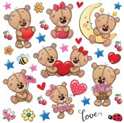 Samolepiaca dekorácia Medvedíky, 30 x 30 cm