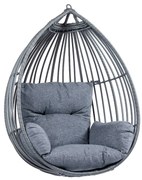 Závesné ratanové kreslo VALETA tmavosivé bez stojana