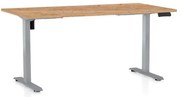 Výškovo nastaviteľný stôl OfficeTech B, 160 x 80 cm, sivá podnož, dub kraft