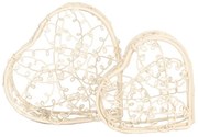 2ks biely drôtený dekoračný box srdca Romance - 10*10*6 / 8*8*5 cm