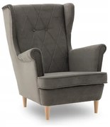 Sivé kreslo ušiak v škandinávskom štýle