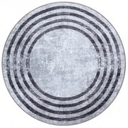 Koberec MIRO 51231.806 línie, sivý / čierny kruh