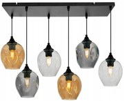 Závesné svietidlo Praga, 6x sklenené tienidlo (mix 3 farieb)