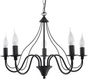 Luster Minerwa 5, čierne telo svietidla