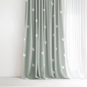 Goldea bavlnený záves - srdiečka na šalviovo zelenom 140x150 cm