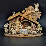 AMADEA Drevený skladací betlehem 3D 23 cm