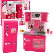LEAN Toys Kuchynská súprava pre bábiky Príslušenstvo k chladničke a rúre ružová