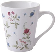 Biely hrnček s potlačou kvetín - Ø 9 * 10 cm / 300 ml