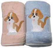 Osuška mikroplyš HOMA DOGGY pink + blue 2 kusy 70x140 cm