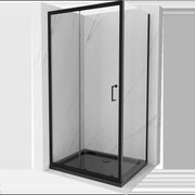Mexen Apia sprchová kabína, posuvné dvere 120 x 70 cm, transparentnéné, čierna + závesný bidet Flat, čierna