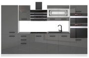 Kuchynská linka Belini Premium Full Version 300 cm šedý lesk s pracovnou doskou MILA