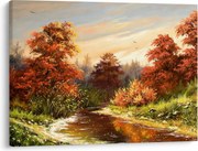 Obraz rieky v jesennej krajine, olejomaľba (70x50 cm)