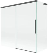 Mexen Rox, L posuvná 2-krídlová vaňová zástena 160 + 70 x 150 cm, 8mm číre sklo, brúsený grafit profil, 8C9L-160-070-66-00