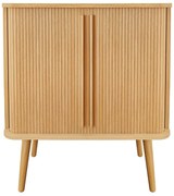 Vysoká komoda v dekore duba s posuvnými dverami v prírodnej farbe 83x95 cm Rove – Woodman