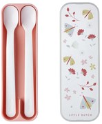 Plastové detské lyžičky v bielej a svetloružovej farbe v súprave 2 ks Flowers &amp; butterflies – Mepal