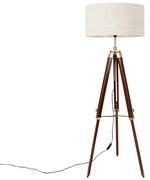 Stojaca lampa mosadz s svetlosivým tienidlom 50 cm trojnožka - Cortin