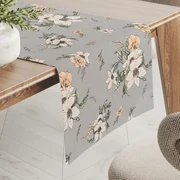Biante Bavlnený behúň na stôl Sandra SA-465 Oranžové kvety na sivom 20x120 cm