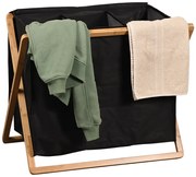 Kesper Kôš na triedenú bielizeň, čierny s bambusovým rámom, 69x41x56,5 cm