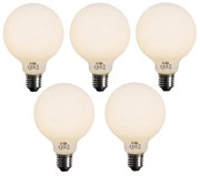 Sada 5 ks E27 3-stupňová stmievateľná LED žiarovka opálové sklo G95 4W 450lm 2700K