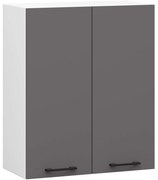 Závěsná kuchyňská skříňka OLIVIE 60x72 cm matná bílá/matná grafitově šedá