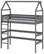 Poschodová posteľ Domček Gloria 90x200 grafit