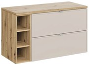 Závěsná skříňka Bella Cashmere s deskou 100 cm kašmírová/dub artisan