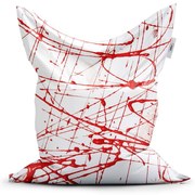 Sedací vak Classic červené cákance - detský, biela / červená