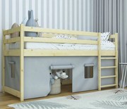 Detská vyvýšená posteľ z masívu borovice PORTO - 200x90 cm - prírodná borovica