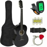 Akustický gitarový set pre začiatočníkov s ladičkou navyše, 2 farebné prevedenia, čierny