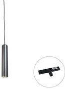 Dizajnové závesné svietidlo čierne vrátane adaptéra na koľajnicu 1-fázové - Slimline Tuba Small