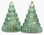 SIRIUS LED svetelný stromček, sklenený, sada 2 ks, zelený, 9 cm