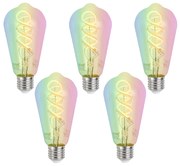 Sada 5 ks Inteligentné stmievateľné LED žiarovky E27 ST64 číre RGBW 4W 250lm 2700K