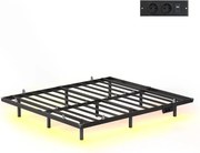 Kovová manželská posteľ s LED podsvietením 160x200 cm RMBB35175B101