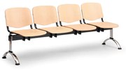 Drevená lavica ISO II, 4-sedadlo - chrómované nohy, buk