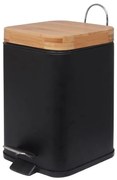 Odpadkový kôš Sido-Blk čierna/bambus/štvorec