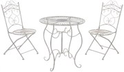 Súprava kovových stoličiek a stola Indra (SET 2+1) - Biela antik