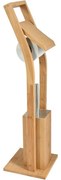 MSV Bambusový stojan na toaletný papier s kefou 16 x 29 x 70 cm